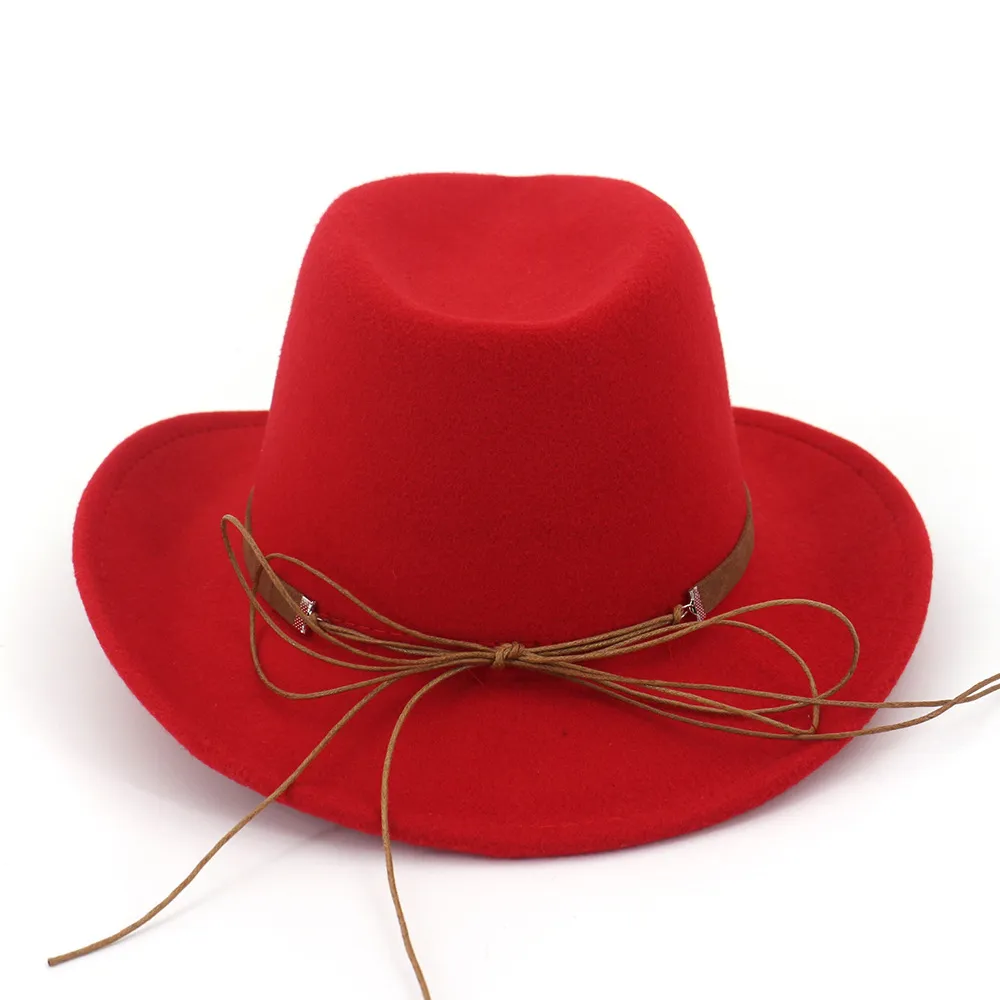 2019 Fashion Women Man Wool Fell Western Cowboy Hats Wide Rim Jazz Fedora Trilby Cap Paname Style Carnival Hat Floppy Cloche Cap314L