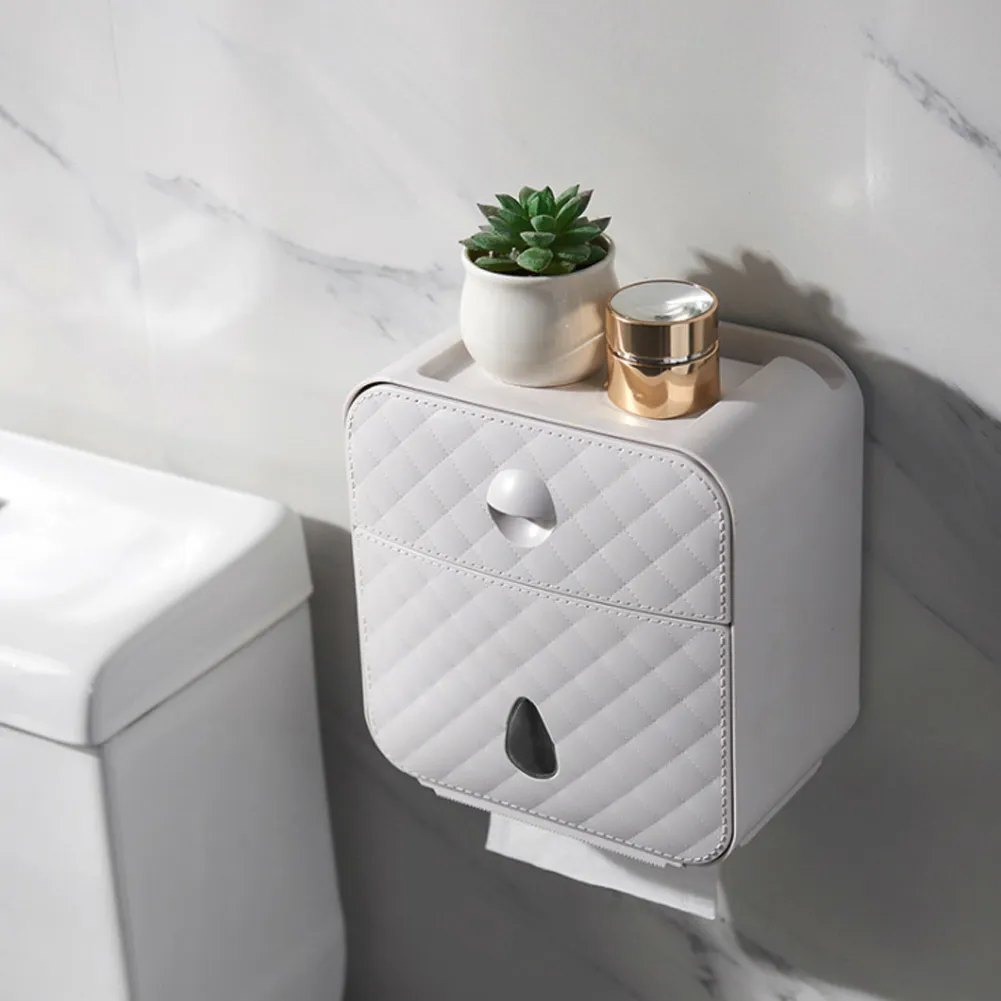 Toilet Roll Holder Waterproof Paper Towel Holder Wall Mounted Wc Roll Paper Stand Case Tube Storage Box Bathroom Accessories Y200108