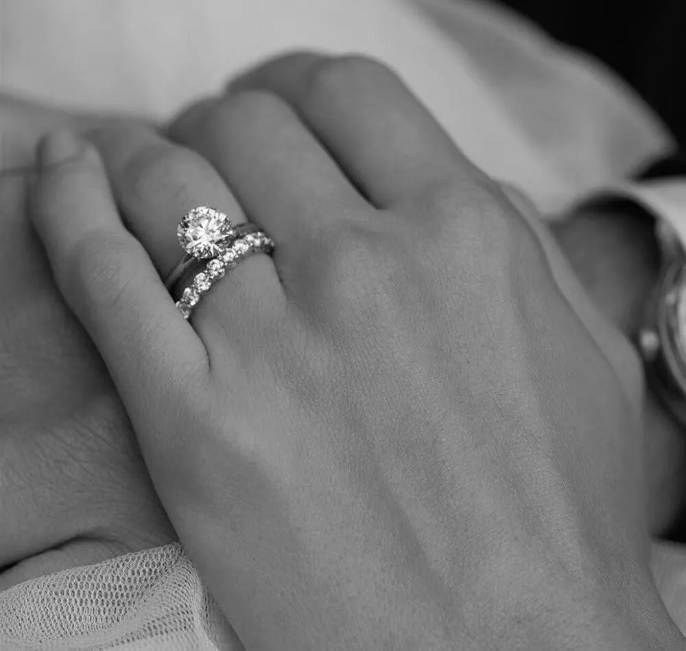 Har stämpelklo 1-3 karat cz diamant 925 sterling silver ringar anelli för kvinnor gifter sig med bröllop förlovningsringar set älskare gåva je295g