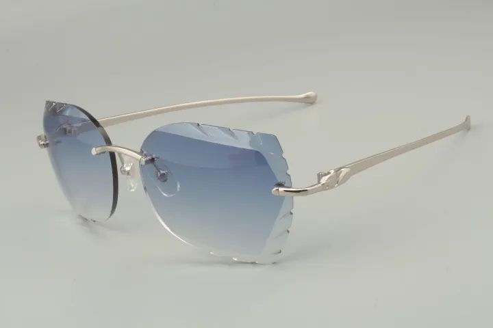 19 nuevas gafas de sol de metal con cabeza de leopardo de moda 8300917-C gafas de sol personalizadas lentes grabadas tamaño 56-18-135 mm 268c