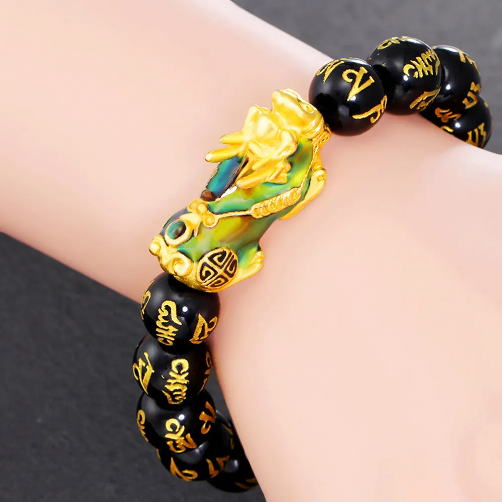 Vietnam Vergulde Kleur Veranderen Bixie Animal Charms Zes Woorden Mantra Boeddha Kralen Mannen en Vrouwen Bracelet277B