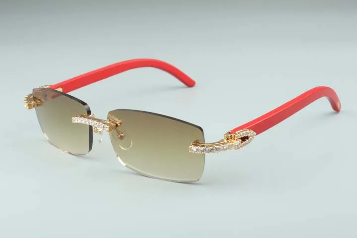 I più nuovi 3524012-13 occhiali da sole con grandi diamanti Occhiali in legno rosso occhiali da vista quadrati moda uomo e donna sconfinato 310N