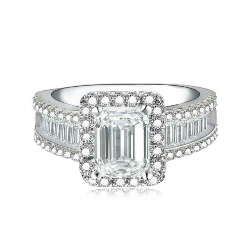 Anel de promessa de tribunal 925 prata esterlina 3ct 5a zircon cz noivado anéis de banda de casamento para mulheres festa de noite joias3284