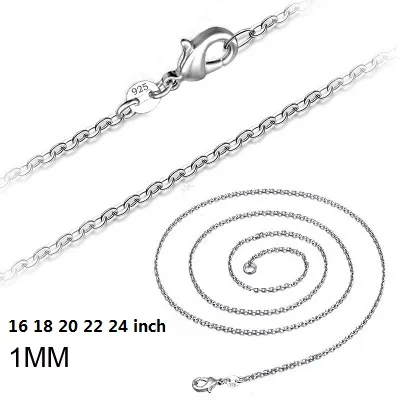 925 Sterling Silver Plated Link Rolo Łańcuchy Naszyjnik z Lobster Clasps 16 18 20 22 24 cali Kobiety o Chain Jewlery Cena fabryczna