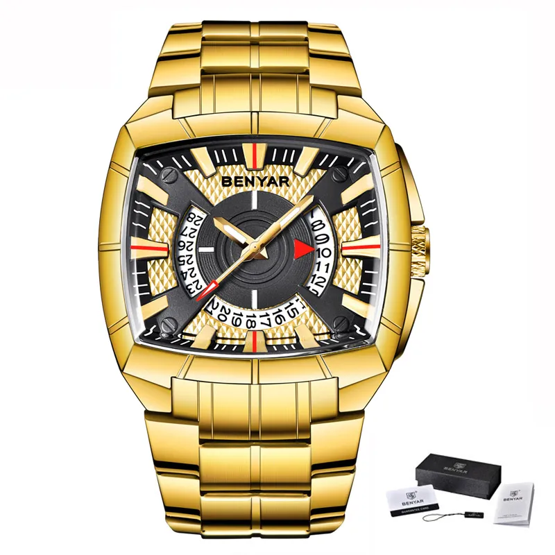 Nouveau BENYAR montres pour hommes montre de Sport militaire hommes d'affaires bande en acier inoxydable 30 M montres à Quartz étanche Relogio Mascul309K