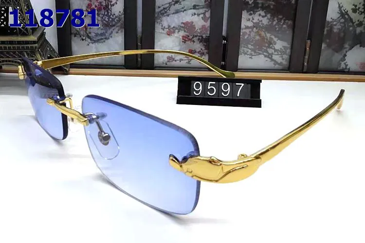Erkek Kadınlar Yeni Moda Spor Güneş Gözlüğü Kadınlar için Rimless Vintage Retro Altın Buffalo Boynuz Gözlükleri Temiz Dikdörtgen Lens Wit259X