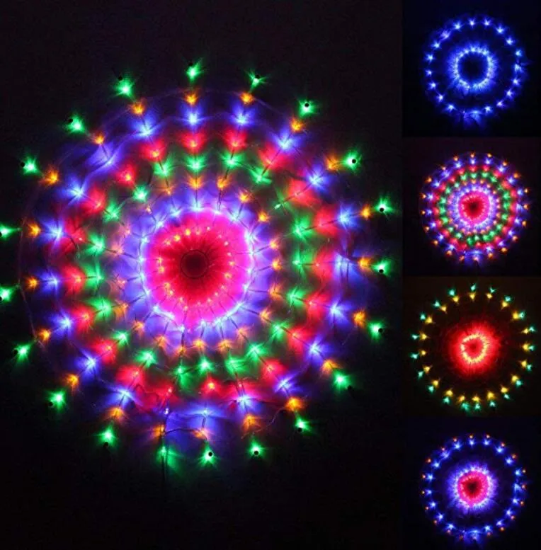 Luzes de rede led aranha web luz flash céu estrelado decoração natal conto de fadas festival redondo personalizado colorido multifunctiona246s