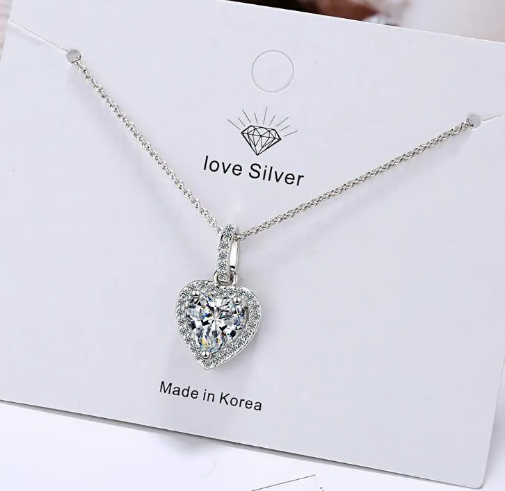 Zircon Necklace Women's Heart Shaped Full Diamond Short Clavicle Chain Simple Temperament Net Red Ins Love Pendant WY384213Q