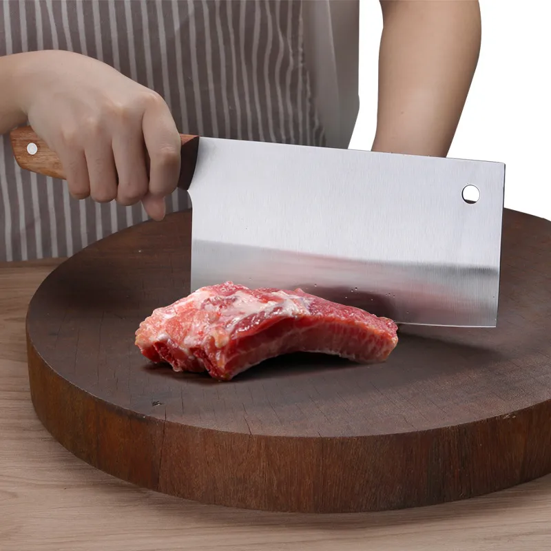 Rostfritt stål kökskock lnife kött klyver slaktare hackare grönsaksskärare kök lnife med trähandtag240c