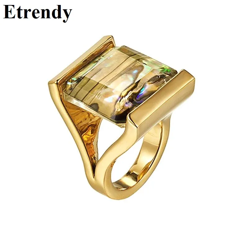 Fashion Luxury Colorful Shell Big anneaux pour les femmes Personnalité Géométric Square Statement Designer Ring Bijoux Top Quality Gifts242L