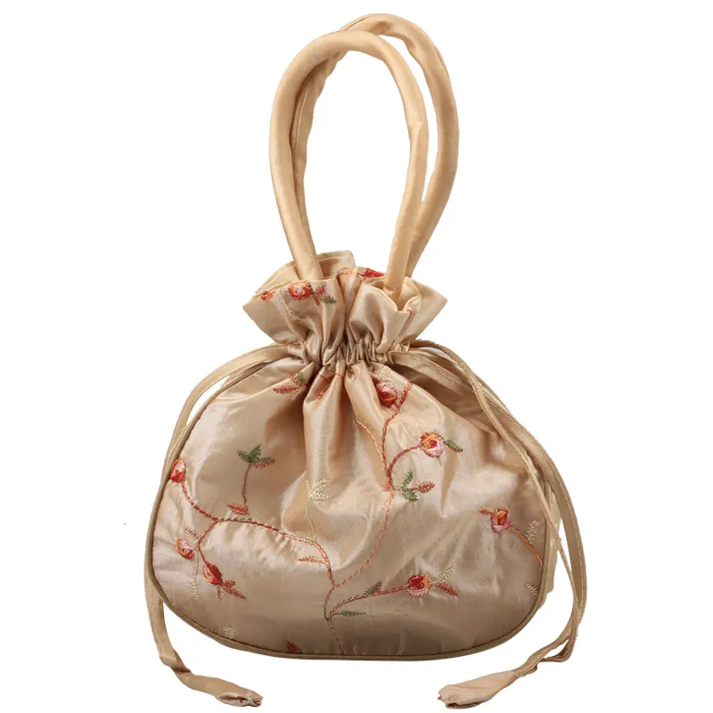 Retro bordado cetim cordão saco de seda brocado jóias bolsas natal casamento presente bags271a