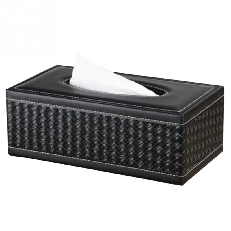 Suporte de papel de tecido de couro do plutônio grande antiumidade retangular caixa de papel doméstico escritório restaurante guardanapo titular black278n