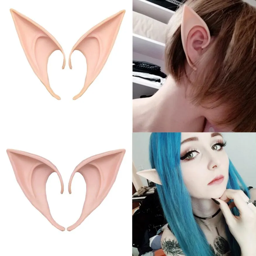 Angel Elf Ears Halloween Costume Masquerade Party Latex Soft Pointed Prosthetic False Ears Fake Pig Nose Cosplay Accessories 253P