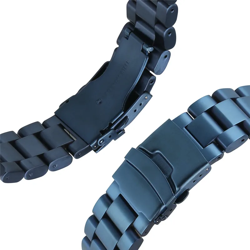 Grande taille 22mm 24mm 26mm chaîne à maillons solides Bracelet de montre en acier inoxydable Bracelet de remplacement Bracelet extrémités droites fermoir pliable235t