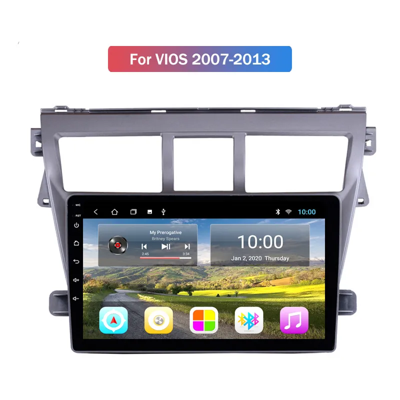 2G RAM Android 10 reproductor de vídeo Multimedia para coche para Toyota VIOS 2007 2008 2009 2010-2013 navegación GPS Radio Audio estéreo unidad principal
