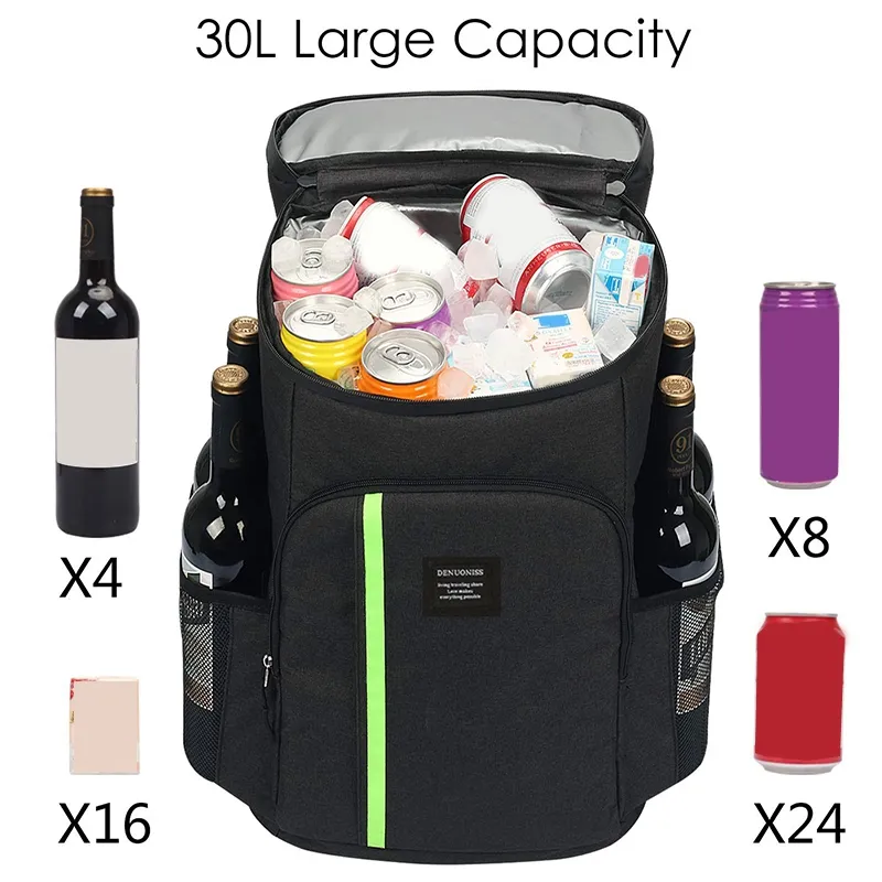 Изолированная сумка-холодильник Denuoniss, портативный рюкзак большой емкости, водонепроницаемые пакеты со льдом, сумки для обеда для пикника, пешего туризма, лагеря258q