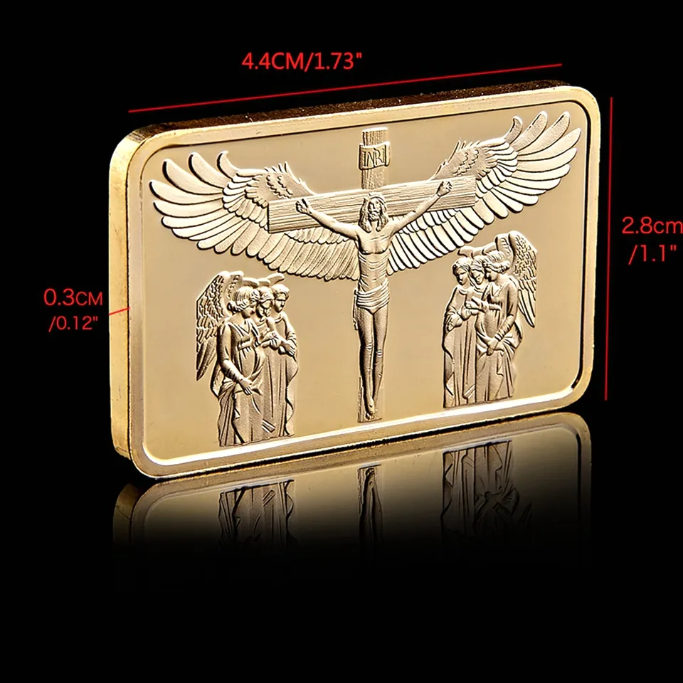 10st 1 Ounce Gold Plated Bar Craft Jesus Christ Commandments Bullion Souvenir Coins Gifts6198763