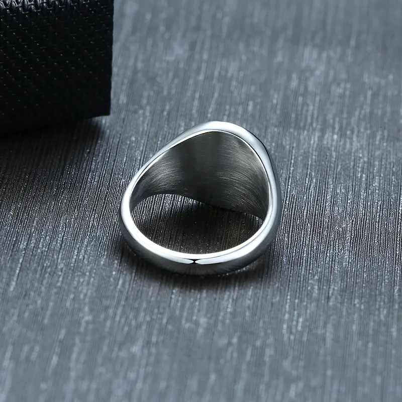 Серебряные кольца-печатки с круглой лицевой стороной и гравировкой на заказ из нержавеющей стали, унисекс, персонализированные кольца322Q