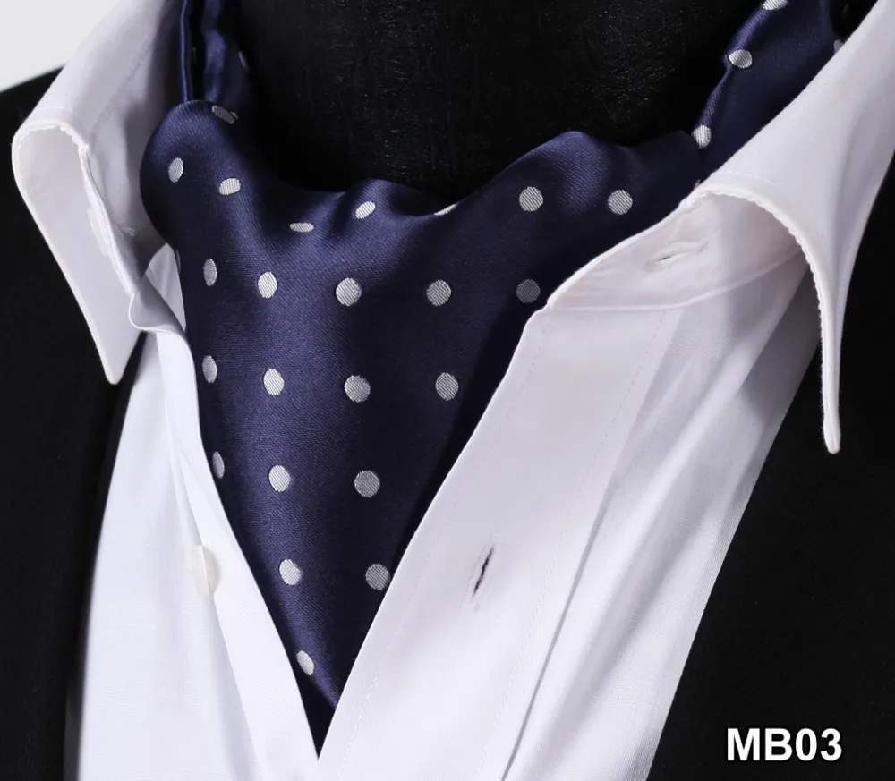 Boyun bağları Polka Dot Kontrol%100 İpek Ascot Cravat Sıradan Jakar Eşarpları Dokuma Parti Ascot12687