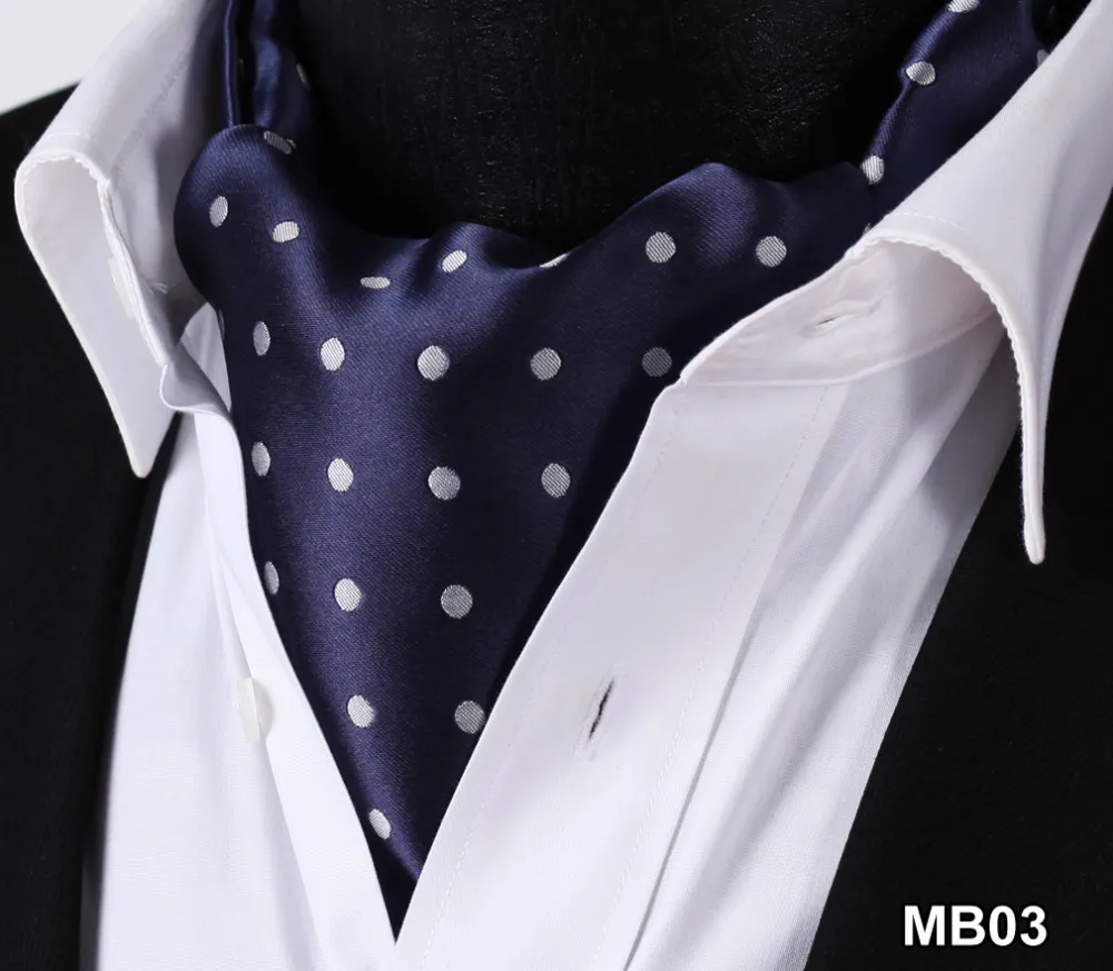 Gravatas de pescoço bolinhas xadrez 100% seda ascot cravat casual lenços jacquard tecido festa ascot1259e