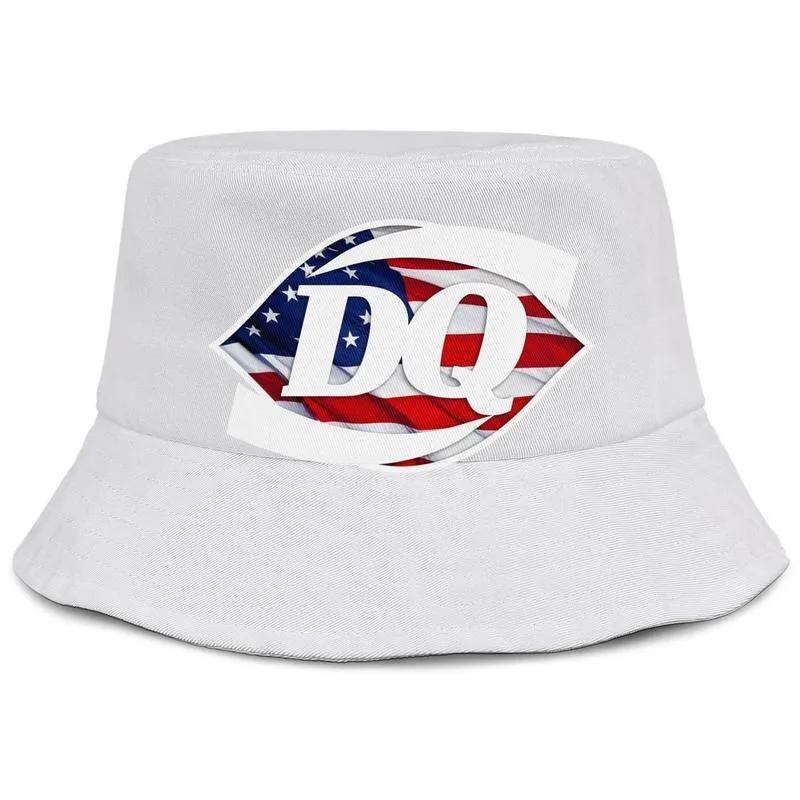 Dairy Queen DQ Eiscreme für Männer und Frauen Eimerhut coole Mode Eimer Baseballkappe Weißer Marmor Vintage alte amerikanische Flagge Plaid300D