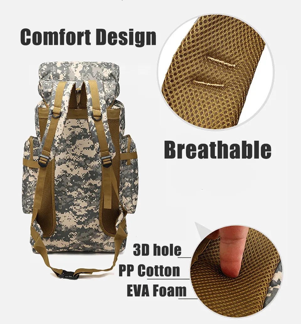 80L водонепроницаемые походные походные военные тактические рюкзаки для кемпинга