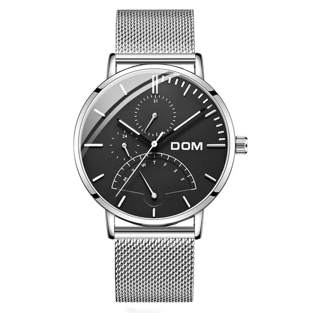 Dom Casual Sport Watches For Men Blue Top Brand Luxury Military Leather Wrist Watch Man Clock Fashion Luminous Wristwatch M-511314J