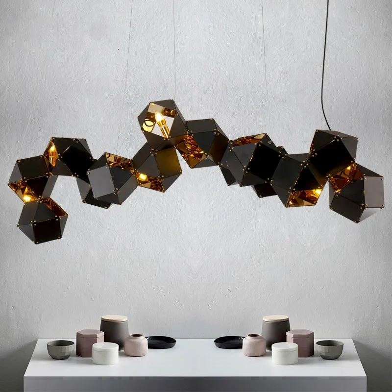 Modern Metal Creative Pendant Light For Living Room Matsal Cirkulär design Hängslampor Heminredning Belysningsarmaturer203C