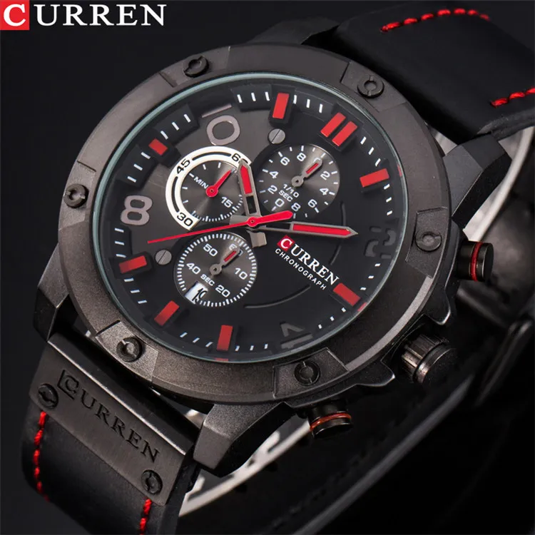 Nouvelles montres hommes marque de luxe CURREN mode sport montre-bracelet chronographe bracelet en cuir Quartz mâle horloge Relogio Masculino209k