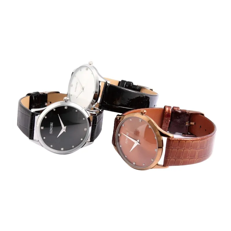 Reloj clásico SINOBI para mujer, reloj de pulsera de cuarzo de Ginebra con correa de cuero de lujo de marca superior, reloj femenino 209O