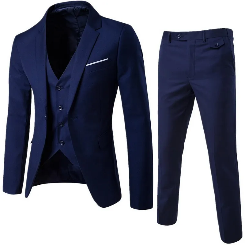 CALOFE Suit + Vest + Pants Sets Slim Suits Wedding Party Blazers Jacket Men's Business Groomsman Suit Pants Vest Sets C18122501