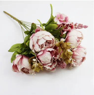 13 teste bouquet peonia artificiale decorativa festa seta fiori finti peonie la casa el decor decorazione di nozze fai da te Wreath12751