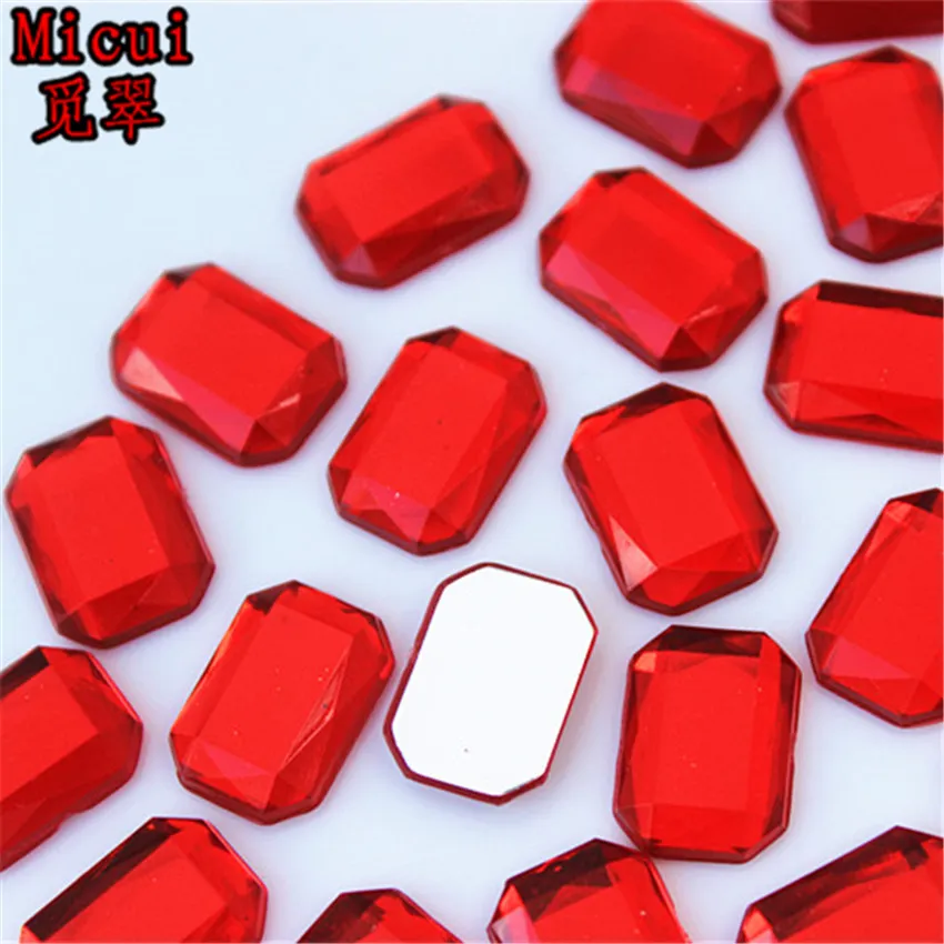 MICUI 200st 10 14mm Flat Back Crystal Acrylic Rhinestones Strass Crystal Stones Rectangular Gems For Clothes Crafts ZZ717253N