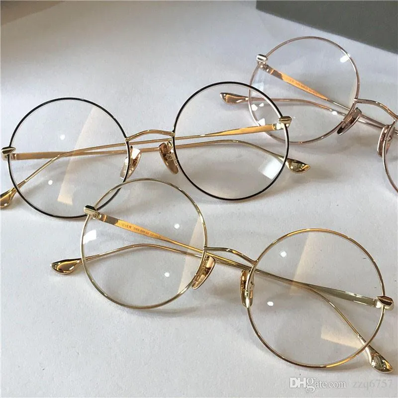 Modeontwerper optische bril Belive ronde retro K gouden frame vintage eenvoudige stijl transparante bril topkwaliteit heldere lenzen210t