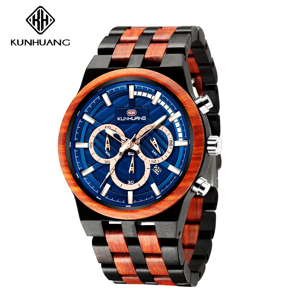 Luxury Stylish Wooden Watch Men Watch Male Wood Timepieces Date Chronograph Military Quartz Watches202v