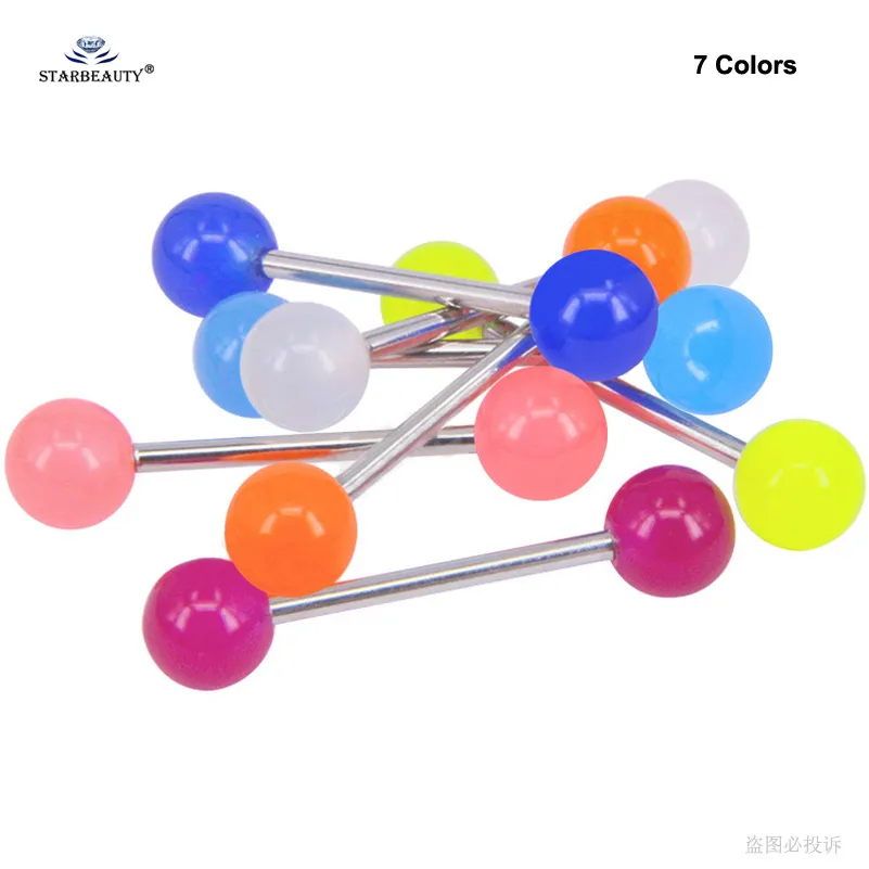 Starbeauty Noctilucent Barbell Langue Piercing Anneau Acrylique Mamelon Helix Langue Oreille Pircing Jewelry1 Other220S