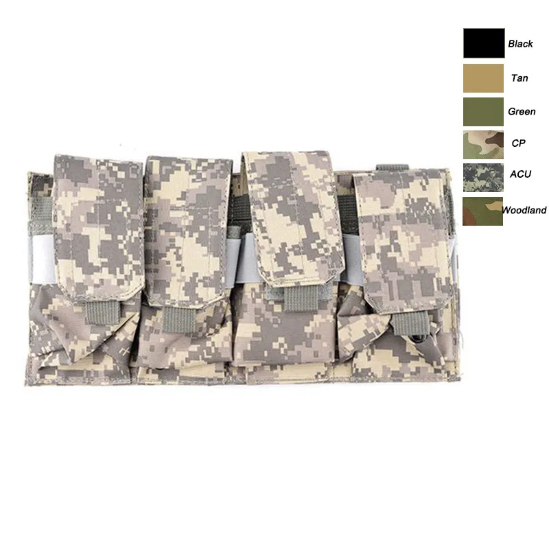 Tactical MOLLE Four Magazine Pouch Bag Mag Holder Cartridge Clip Pouch AR M4 5.56/.223 Pistol NO11-557