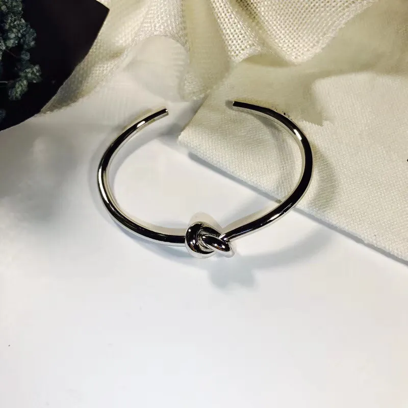 roestvrijstalen geknoopte armband mannen en vrouwen vriendschapsarmband zilver rose goud open C-vormige armband sieraden Luxe designer armband