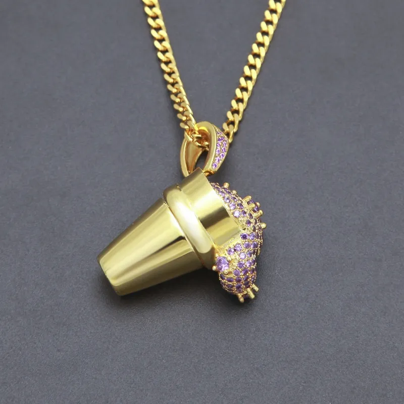 Mens Hip Hop Necklace Jewelry Ice Cream Styrofoam Cup Iced Out Pendant Hiphop Necklaces210D