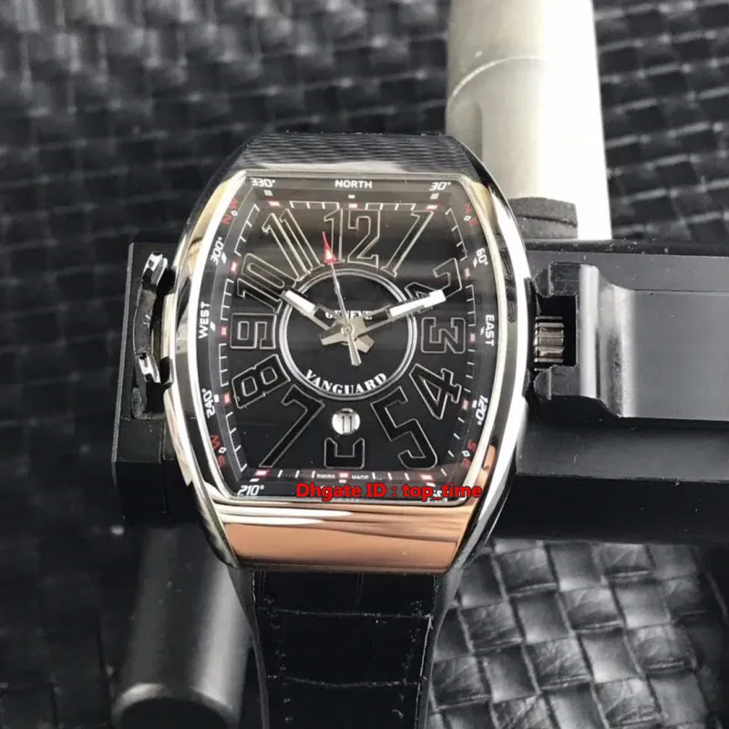 5 style montre de haute qualité Vanguard or Rose automatique montre pour hommes V 45 SC DT cadran bleu bracelet en caoutchouc hommes Watches205Q