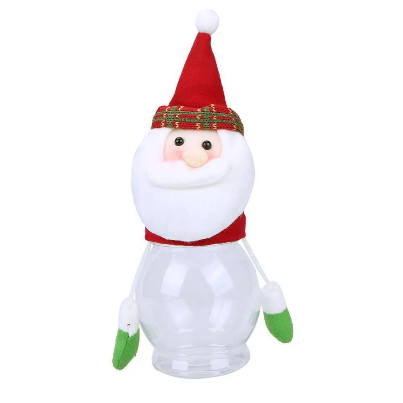 Decoraciones navideñas Felpa Santa Claus Muñeco de nieve Cajas de regalo Niños Candy Jar Botella Decoración Favores de fiesta Año Decor1216r