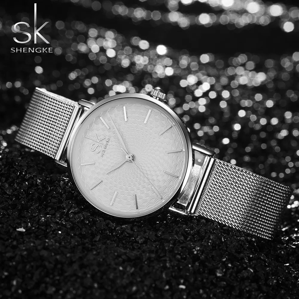 Shengke luxe femmes montre célèbre cadran doré Design de mode Bracelet montres dames femmes montres Relogio Femininos SK New214z