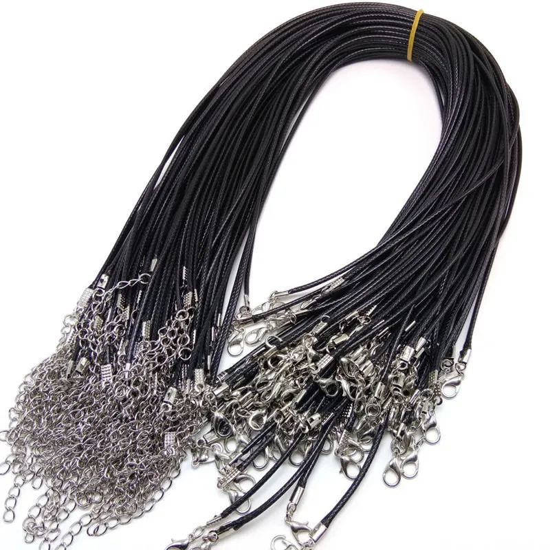 Colliers en cuir pu noir pour hommes et femmes, chaîne entière de 100 pièces, bijoux à la mode, flambant neuf, convient pour pendentif 278O