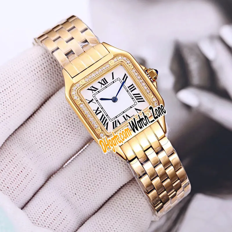 New Small Panthere de Swiss Quartz Womens Watch WSPN0006 White Dial Stainless Steel Bracelet Fashion Ladies Watches 22mm WatchZone269m