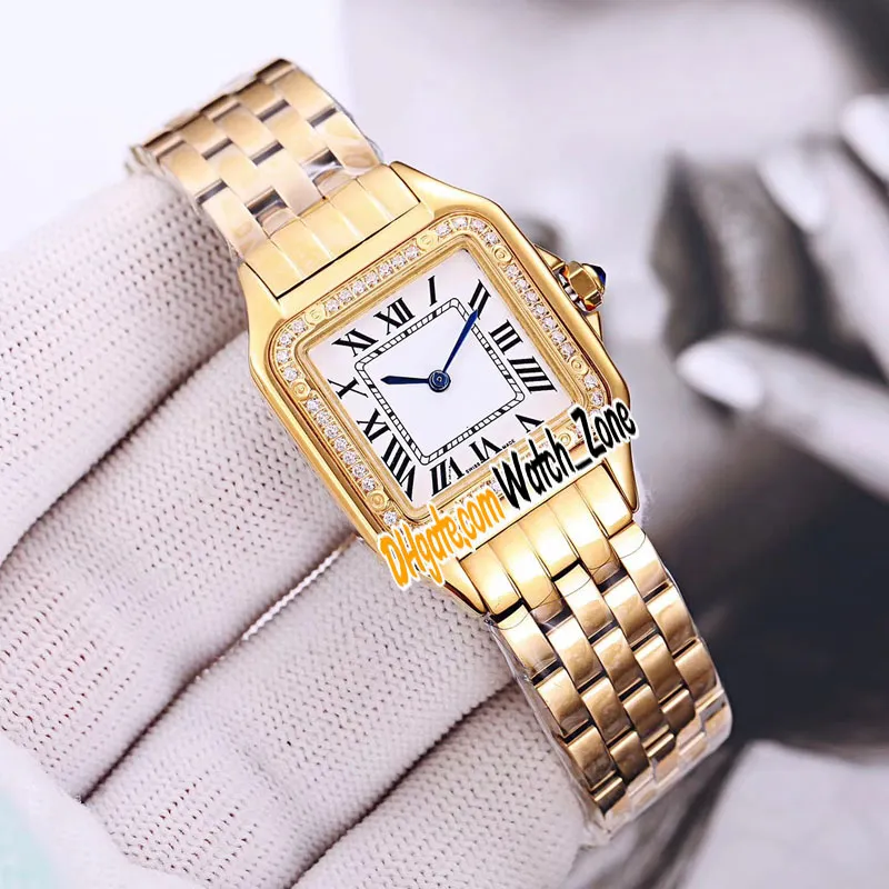 New Small Panthere de Swiss Quartz Womens Watch Wspn0006 White Dial Bracelet Steel Steeld Bracelet Watches Watches 22mm WatchZone269M