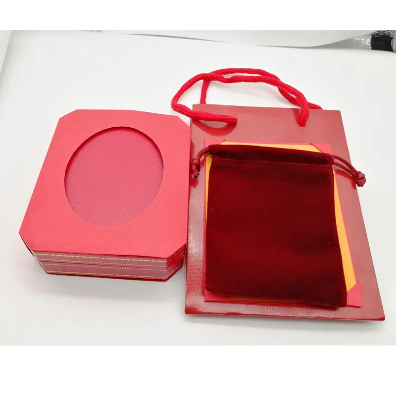 Nieuw modemerk rode kleur armband ringen ketting box pakket set originele handtas en velet tas sieraden geschenkdoos253v