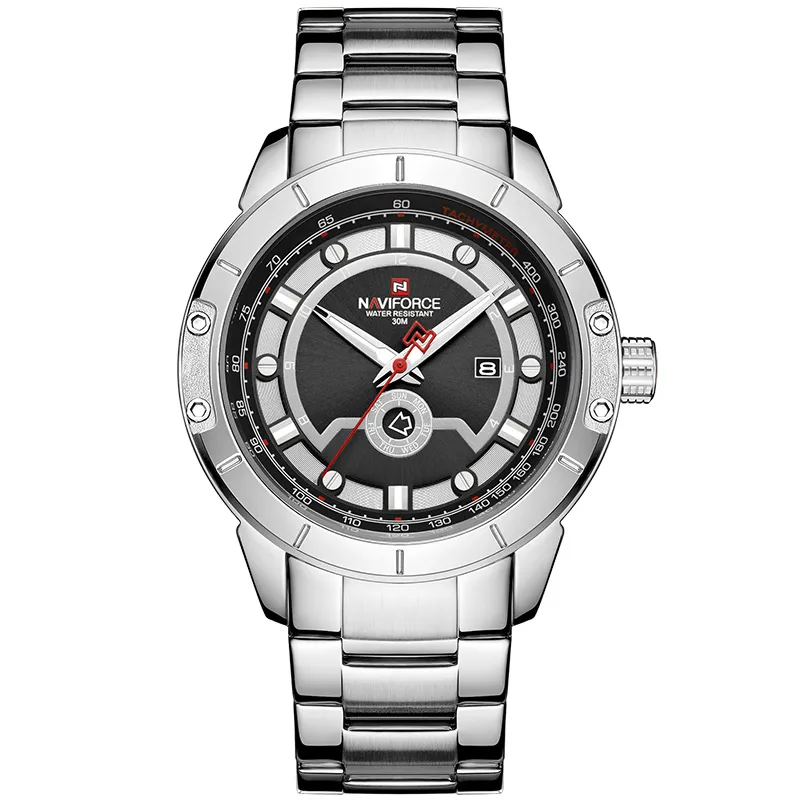 Naviforce Mens Watches Top Brand Fashion Sport Watch Men Full Steel Waterfroof Quartzリストウォッチ