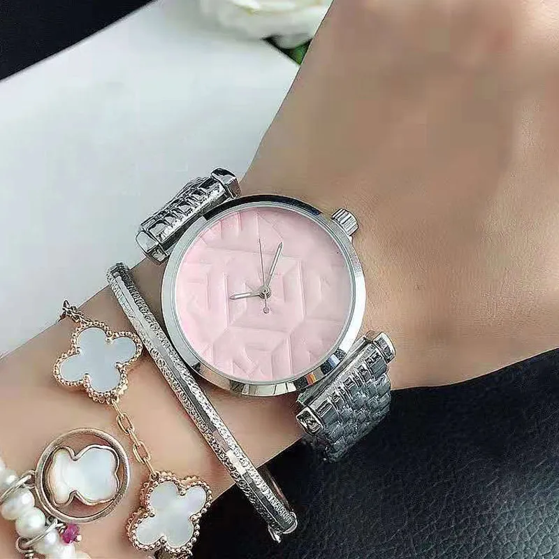 Marke Uhren Frauen Mädchen Stil Metall Stahl Band Quarz Armbanduhr AR19258D