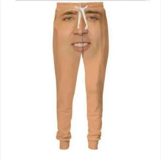 Hot Two Piece Set Men Women Casual Tracksuits 3D Printing The Giant Blown Up Face of Nicolas Cage Fashion Hoodies Hooded+Pants Sweatshirt