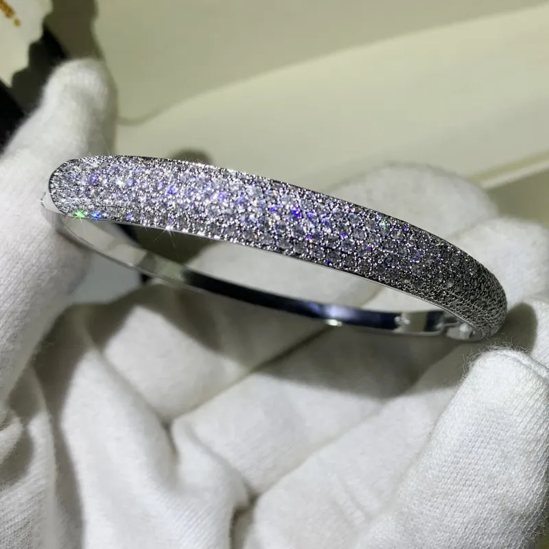 Choucong Super Shinning Luxury Jewelry 7 Style 925 Silver Silver Full White Topaz CZ Diamond Gemstones Wrist Women Bangle Bracel245C
